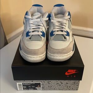 Nike White and Blue Jordan 4’s with Classic Design